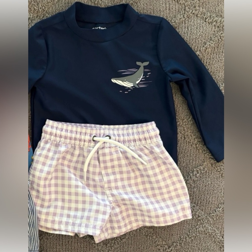 12 Month Baby Boy Swim Trunks and Rash Guard
